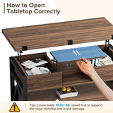Memobarco 40" Lift Top Coffee Table,4 in 1 Multi-Function Lift Coffee Tables with Storage Drawers and Hidden Compartmen,Farmhouse Coffee Table with Lifting top for Living Room, Walnut