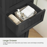 Iwell Tall Black Bathroom Cabinet with 2 Doors and 1 Drawer, Bathroom Storage Cabinet with Adjustable Shelves, Narrow Storage Unit for Living Room, Entryway, Kitchen, Black