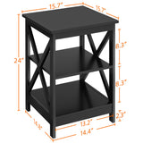 Yaheetech Modern Living Room 3 Pieces Table Sets, Lift Top Coffee Table and End Table Sets for Home and Office, Easy Assembly Accent Furniture with Hidden Compartment and Open Storage Shelf, Black