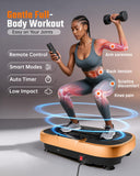 Vibration Plate Exercise Machine for Weight Loss and Lymphatic Drainage - 330lb Vibrating Platform for Home Gym Workout, Full Body Shaker Pilates Equipment with 2 Bands for Women and Men - Gold