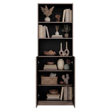Tuhome Home 71" Tall Standard Bookcase with 6 Open Storage Shelves, 2 Doors, Closed Back, Freestanding Living Room, Office or Bedroom Storage (Model M4), Silver Oak/Wenge