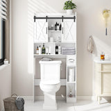 Vabches Over The Toilet Storage Cabinet, Farmhouse Storage Cabinet Over Toilet with Sliding Doors，Home Space-Saving Toilet Rack, for Bathroom, Restroom, Laundry