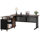 Tribesigns 63 Inch Executive Desk with File Cabinet, L Shaped Office Desk