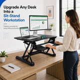 Mount-It! 35.5" Standing Desk Converter with Keyboard Tray – Adjustable Sit Stand Desk Riser for Dual Monitors