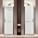 Pivot Shower Door,34 in. W x 72 in. H Hinged Single Panel Swing Glass Shower Door with SGCC 1/4" Clear Tempered Glass Reversible Installation Matte Black Handle Glass Door