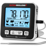 Alpha Grillers Meat Thermometer Digital - Kitchen Oven Thermometer for Cooking Food, Grilling, BBQ Smoker - 7 Preset Temperature Alerts, Timer