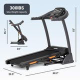 THERUN Incline Treadmill, Treadmills for Running and Walking, 300 lbs Weight Capacity Folding Treadmill with 0-15% Auto Incline, Wide Belt, 3.5 HP, App, Heart Rate, Black-Cooling Fan