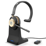 Earbay Wireless Headset with Mic for Work – Bluetooth Headphones with Noise Canceling & Mute, USB Dongle, Charging Base, 45H Battery, Trucker Bluetooth Headset for PC/Laptop/Phone/Teams/Zoom
