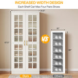 Tribesigns Tall Shoe Cabinet Set of 2, 8-Tier Shoe Storage with Adjustable Shelves, Modern Shoe Organizer Shoe Rack Cabinet for Entryway, Hallway, Closet, Living Room, White
