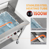 ROVSUN 96QT Steam Table, 12-Pan Electric Commercial Food Warmer, Stainless Steel Bain Marie w/Temperature Control Acrylic Shield Overshelf Undershelf & Lid for Buffet Restaurant