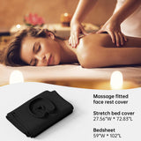 CLORIS Universal 3-Piece Professional Massage Table Sheet Set Premium Soft Light Stain Microfiber Includes Massage Table Cover, Fitted Sheet and Face Rest Cover - Black