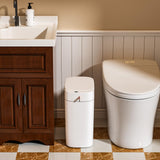 3.5 Gallon Slim Smart Small Plastic Trash Bin, Narrow Motion Sensor Trash Can for Bedroom, Office White