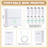 Thermal Mini Printer, Portable Inkless Sticker Maker, Bluetooth Printer for Phone, Wireless Label Printer with Tape cudinham