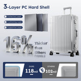 ALPHA CAMP 2 Piece Luggage Sets with Aluminum Frame (20/24 Inch,Silver)