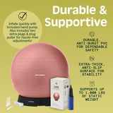 Retrospec Luna Exercise Ball with Pump - Anti-Burst Fitness Equipment for Yoga, Core Training & Stability - Home Gym Swiss Ball for Office & Pregnancy
