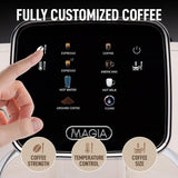 Zulay Kitchen Magia Automatic Espresso Machine – Clasica, Cream Silver – Super Automatic Coffee Maker with Built-in Grinder, Steam Wand, Self-Cleaning, Touch Panel, for Bean & Ground Coffee