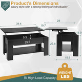 PayLessHere | 39" Lift Top Coffee Table | Black | with Hidden Storage