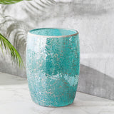 Escenzy Turquoise Bathroom Trash Can, Handmade Mosaic Glass 1.3 Gal / 5L | Decorative Waste Basket for Bathroom, Bedroom, Office | Luxury Coastal Bathroom Decor | Boho Home Decor Gift