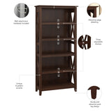 Bush Home Tall 5 Shelf Bookcase for Living Room or Home Office, Large Bookshelf, Modern Farmhouse Style, Key West Collection, Bing Cherry