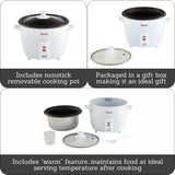Electric Nonstick Rice Cooker 8-Cup (Uncooked) 16-Cup (Cooked), White Imusa