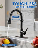 Touchless Kitchen Faucet Motion Sensor - Activated Smart Hands Free Kitchen Faucets with Pull Down Sprayer Single Handle Kitchen Sink Faucet, Oil Rubbed Bronze