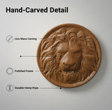 Pinyunxuan Wood Carved Santa Claus Wall Medallion, Lion's Head Style