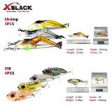 XBLACK Fishing Lures Set, Including Minnow Popper Jointed VIB Shrimp Frogs, Whopper Fishing Lure for Bass Catfish Pike, Baits for Freshwater Saltwater, Fishing Gifts for Men Women(48pcs) XBLACK