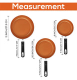 Utopia Kitchen Nonstick Cookware 3 Piece Set, Non-Stick Frying Pans with Induction Bottom, 8, 9.5 & 11 Inches Frying Pans with Bakelite Handles, PFOA Free, Grey & Copper