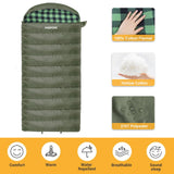 POEPORE 0 Degree Sleeping Bag 100% Cotton Flannel XXL Cold Weather Winter Oversized Sleeping Bag for Adults Camping Zero Degree Big and Tall with Compression Sack