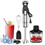Colarlemo 1800W Immersion Blender Handheld 4-in-1 Hand Blender Stick for Ice Crushing Smoothie, Baby Food, Soup, 8 Speed Hand Mixer Turbo Boost Stainless Steel Blade with Whisk, Chopper, Beaker