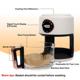 4.7QT Glass Air Fryer, 360° Viewable Glass Air Fryer Non Toxic, 6-IN-1 Preset Cook Modes, Digital Display, and More, White