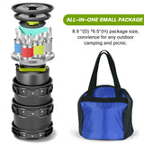 29pcs Camping Cookware Mess Kit, Non-Stick Lightweight Pots Pan Kettle, Collapsible Water Container and Bucket Odoland