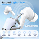 Wireless Earbuds, Bluetooth 5.4 Headphones HIFI Stereo/Crystal clear, White