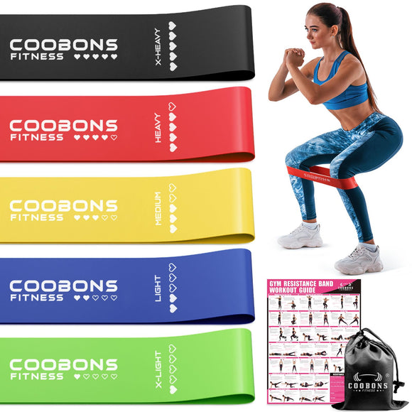 Resistance Bands for Working Out, Exercise Bands for Women & Men, Latex Elastic Bands for Yoga, Pilates, Rehab, Fitness and Home Workout, Strength Bands for Booty COOBONS FITNESS