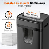 12-Sheet Micro-Cut Paper Shredders for Home Office, Heavy Duty Document Shredder with 5.5 Gallon Pullout Bin for CD/Credit Card