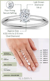 ALLORYA 0.25 cttw Oval Lab Grown White Diamond Classic Solitaire Engagement Ring for Women in 10K Solid White Gold, Size 7