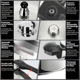 Stainless Steel Pressure Cooker, 6.3 Quart Induction Compatible Pressure Cooker with Pressure Indicator Safeguard Devices,Compatible with Gas & Induction Cooker