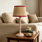 White Wood Base Table lamp,8x8x18 inch Country Style Desk lamp,Modern Pleated lampshade Suitable for bedrooms and Offices Pack of 2 (Bulbs Not Included)