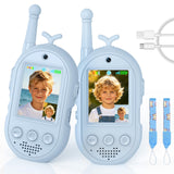 Video Walkie Talkies for Kids Toys - 2 Pack Rechargeable Walkie Talkie with Camera and Screen,Long Range 2 Way Radio for Outdoor Camping Games,Christmas Birthday Gifts for Boys Girls Age 3-12(Blue)