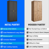 Polup Pantry Cabinet, 71" Tall Metal Storage Cabinet with Doors and Shelves
