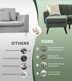 Tbfit L Shaped Couch Sofa, 80" W Mid-Century Modern Sectional Couches, 3 Seater Sofas with Wide Chaise Lounge, Button Tufted Upholstered Sectional Sofa for Living Room, Bedroom, Green