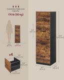 VASAGLE 4 Drawer File Cabinet with Locks, for A4, Letter Sized Documents
