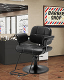 Towning Barber Salon Chair, Extra Wide Hair Styling Chair with Heavy Duty Hydraulic Pump, 360° Swivel Height Adjustable Braiding Design, Luxury Beauty Salon and Barbershop Equipment, Black