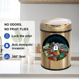 Smart Sensor Trash Can with Automatic Packaging Function 3.5 Gallon Stainless Steel Garbage Bin for Kitchen Bathroom Office Champagne Gold (