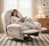 Oversized Swivel Rocker Recliner, Power Glider Recliner Chair for Adults, Zero Gravity Recliner, with Adjustable Headrest and Footrest, 270° Electric Nursery Rocking Chairs for Living Room Bedroom