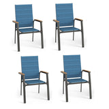 MFSTUDIO Stackable Patio Dining Chairs Set of 4, Aluminum & Textilene, Blue