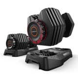 FEIERDUN DB1 QuickDial Adjustable Dumbbell Set, 15-in-1 5-52.5 Lbs Each with Storage Box & App, 1-Second Quick Change for Drop Set, Superset & HIIT Home Gym, Non-Slip Handles, 3-year Aftersale Service
