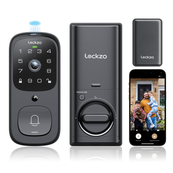 Video Smart Lock with Doorbell, 6 in 1 Keyless Entry Door Lock, Built-in WiFi Camera Deadbolt Lock for Front Door Lockzo