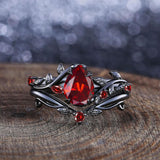 Oseew Garnet engagement ring sets(Garnet)