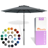 Midtown Umbrellas - The Lean 8 Ft Patio Umbrella with Fade-Resistant Sunbrella Fabric, Auto-Tilt Aluminum Frame and 8 Reinforced Ribs for Deck, Pool & Garden - Cast Slate Canopy, Black Pole